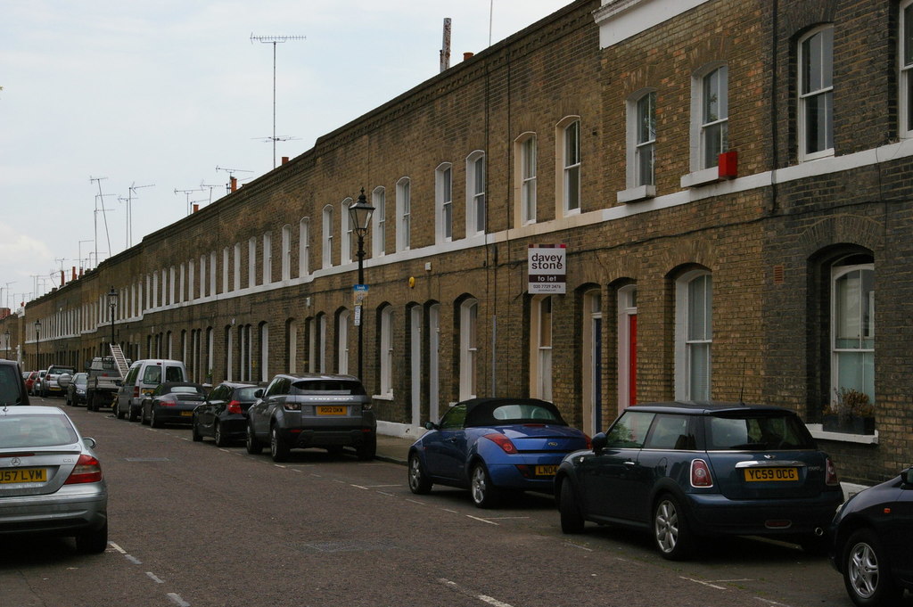 photo of a London street with terraced houses
